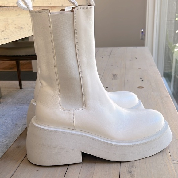 Marsèll Macron Calf Length 80mm White Platform Chelsea Boots Size 37.5 IT US 7 - Picture 8 of 12